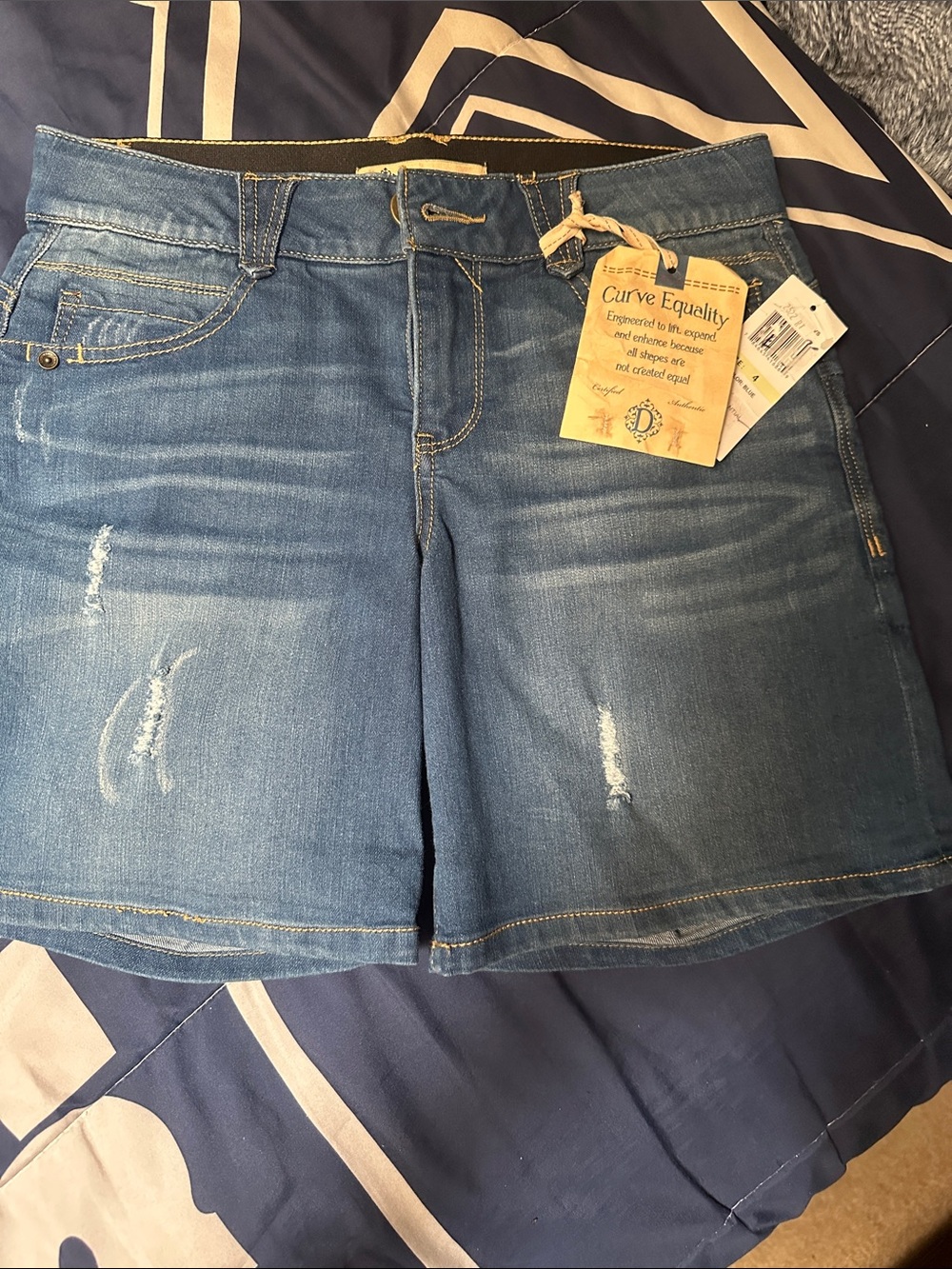 Democracy Light Blue Distressed Denim Shorts